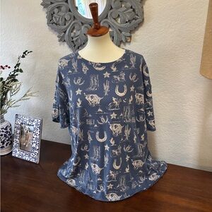 We The Free Blue Graphic Top